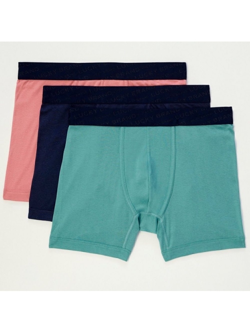 Lucky Brand L 3 pack Cloud Ultimate Soft Boxer Briefs Coral Teal Navy
